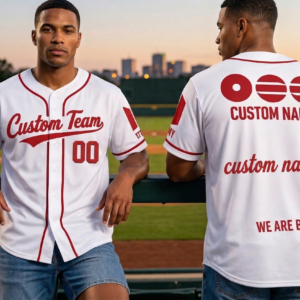 Men’s Custom Baseball Jersey – Button-Up Short Sleeve Shirt – Personalized Name & Number